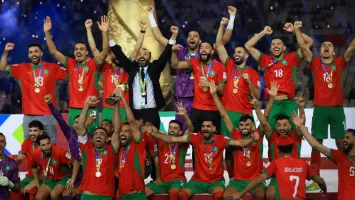 فيديو| بمشاركة لاعب الأهلي.. المغرب تحتفل بلقب كأس العرب 2025