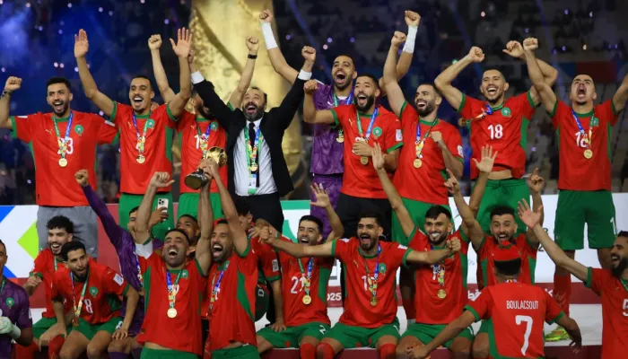 فيديو| بمشاركة لاعب الأهلي.. المغرب تحتفل بلقب كأس العرب 2025